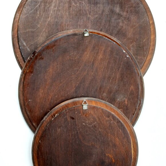 VTG Handcrafted Set of 3 Wooden Trays Decorative Plates Folk Art Mandala Design - Picture 8 of 14